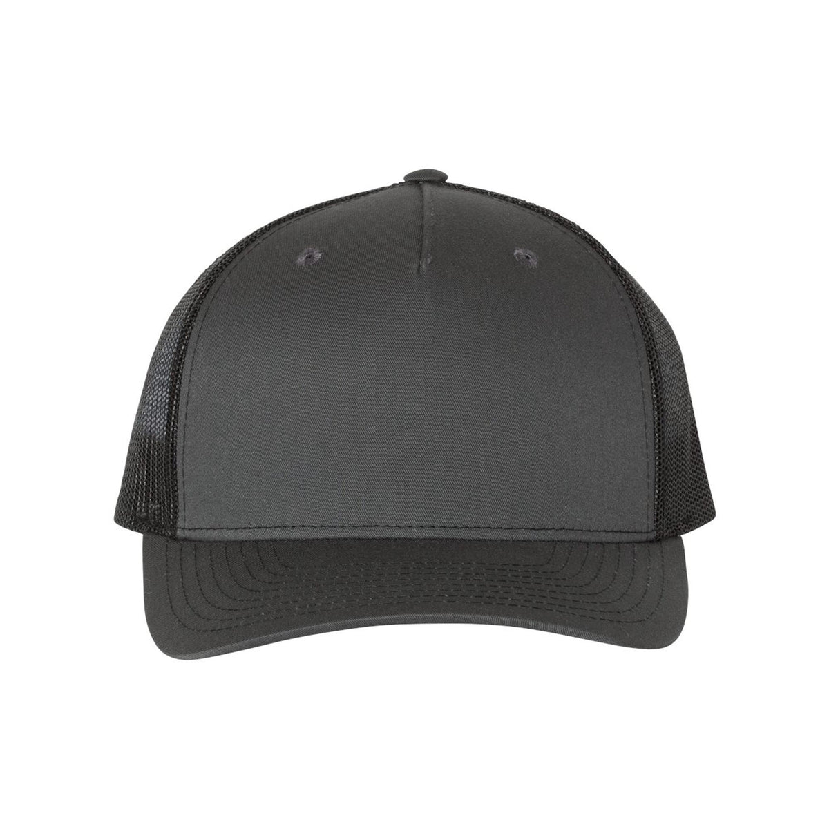 Charcoal black Richardson 112FP five-panel trucker hat