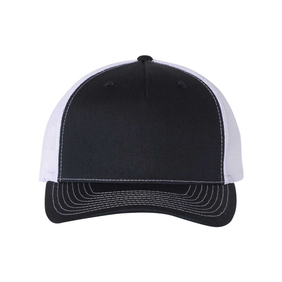 Navy white Richardson 112FP five-panel trucker hat