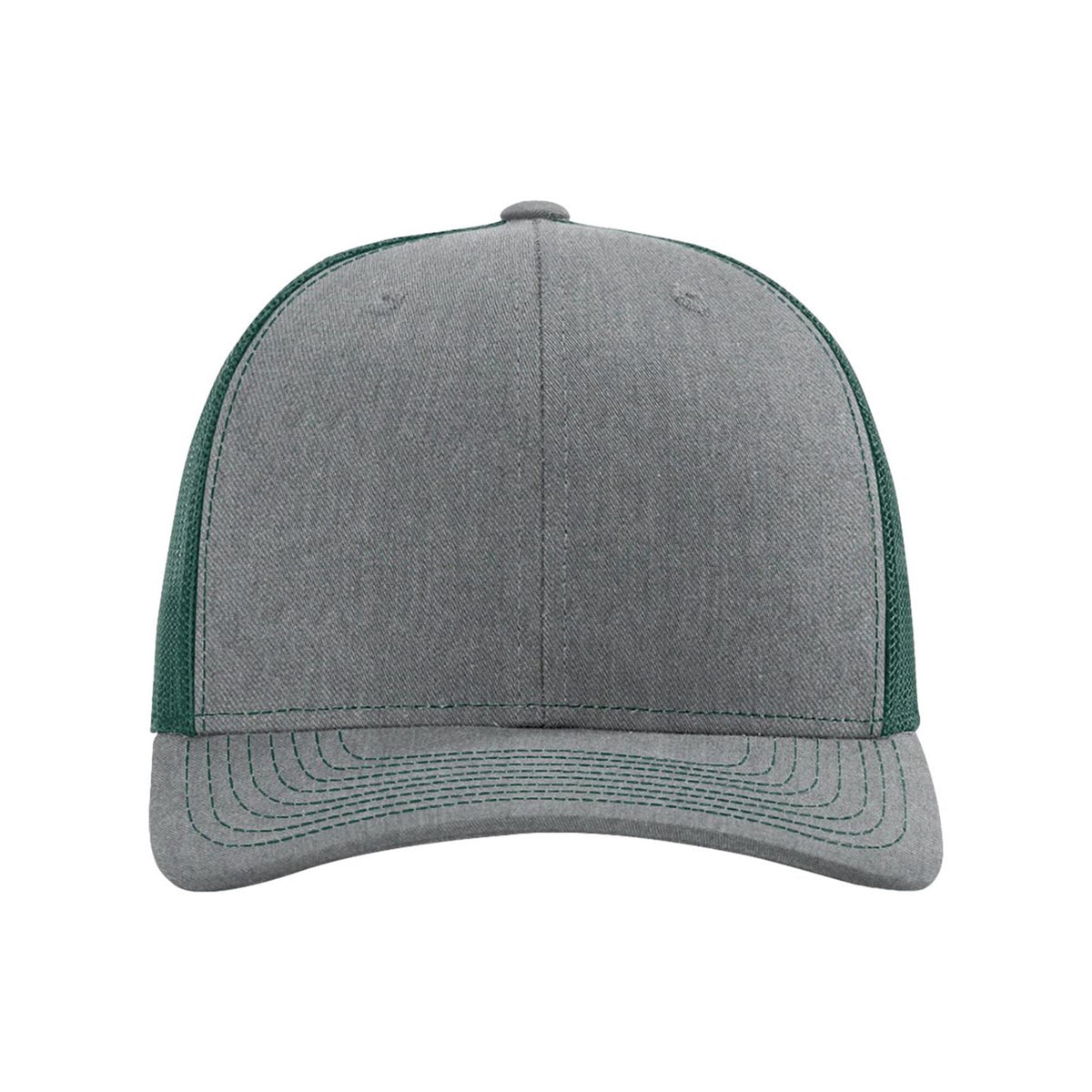 Heather grey dark green Richardson 112 trucker hat