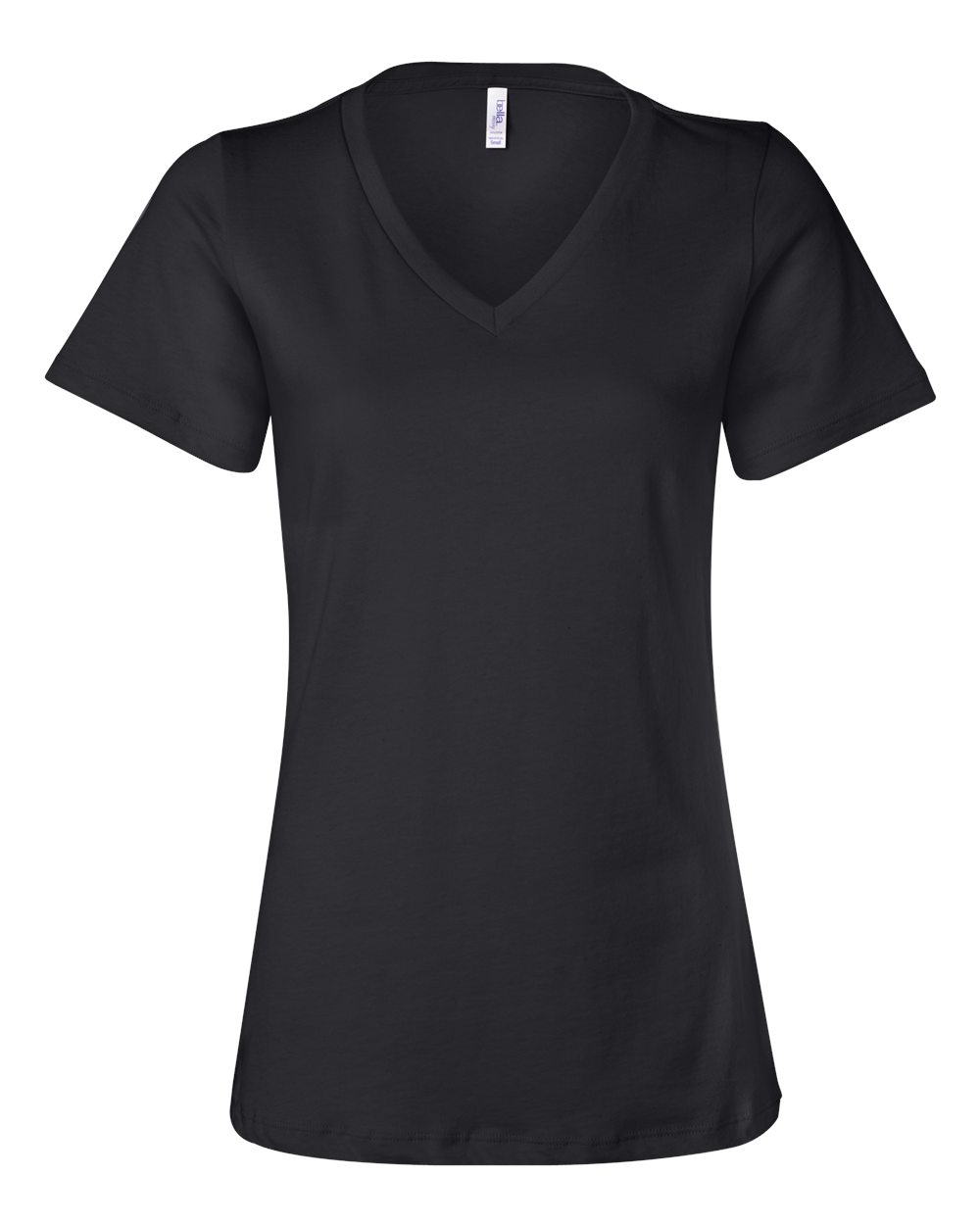 Black BELLA+CANVAS 6405 women's relaxed V-neck t-shirt