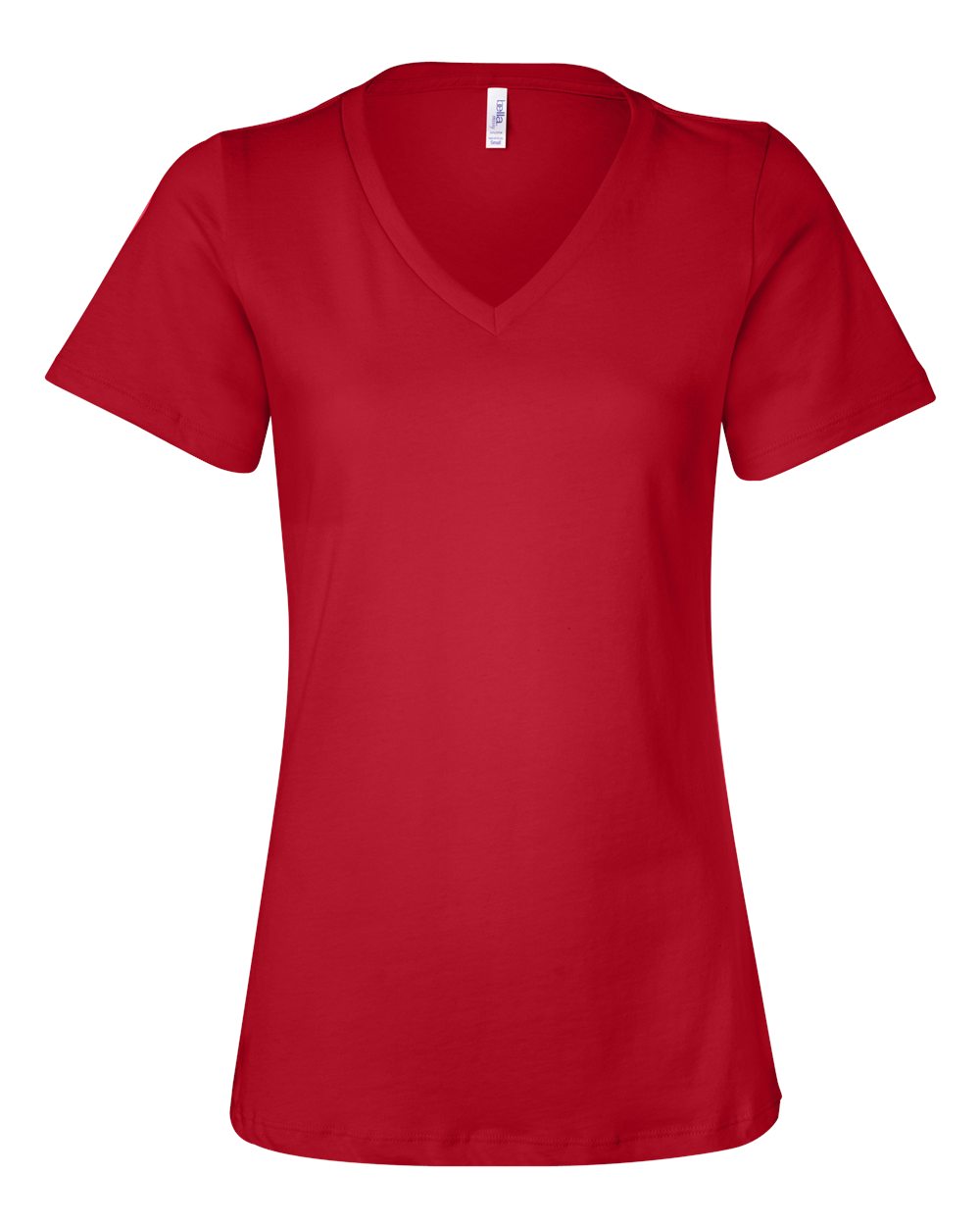 Red BELLA+CANVAS 6405 women's relaxed V-neck t-shirt