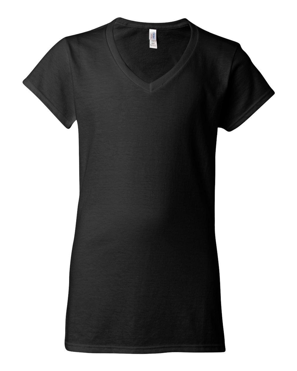 Black Gildan Softstyle 64V00L women's V-neck t-shirt