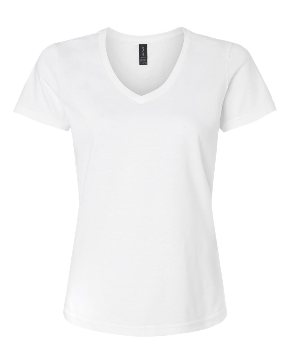 White Gildan Softstyle 64V00L women's V-neck t-shirt