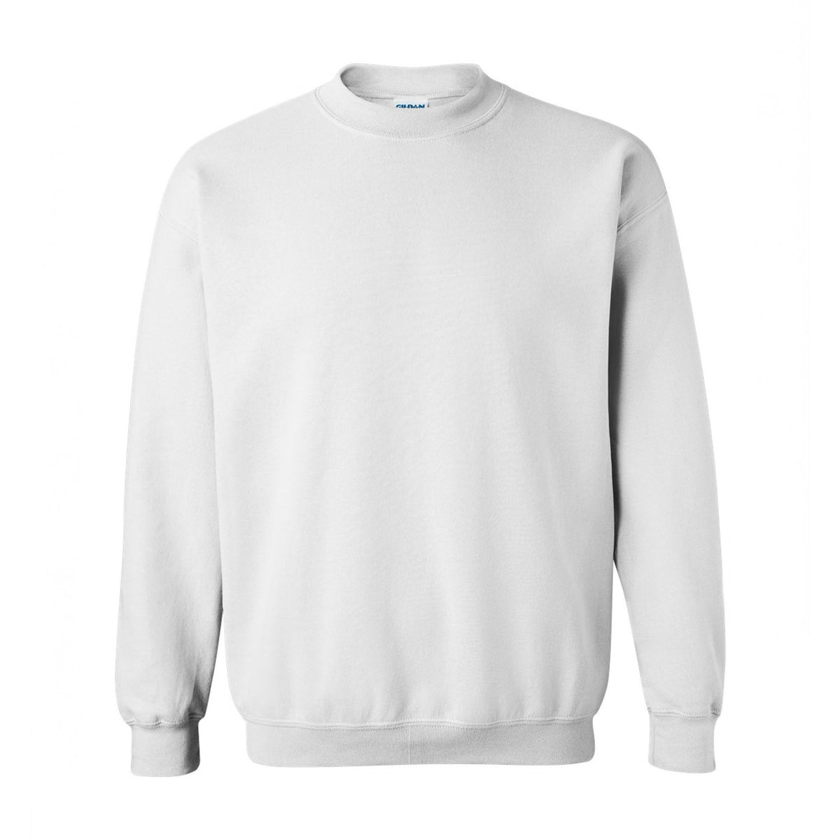 White Gildan 18000 Heavy Blend crewneck sweatshirt