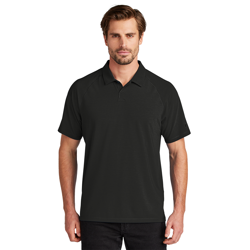 Model wearing a blacktop OGIO OG152 Motion polo