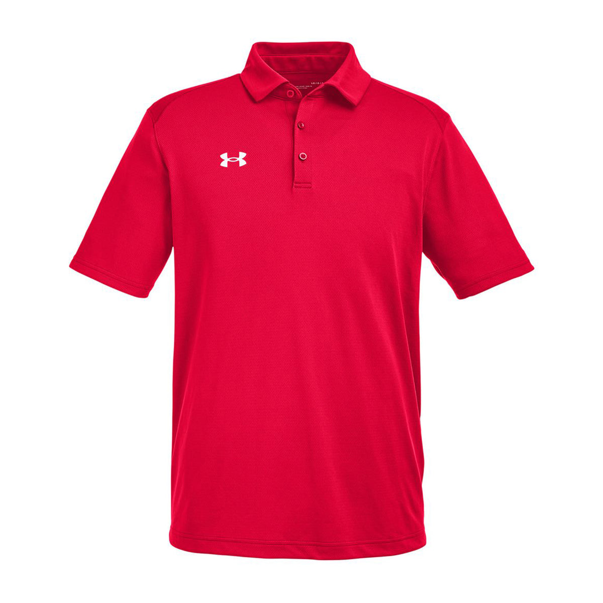 Red and white Under Armour Tech polo