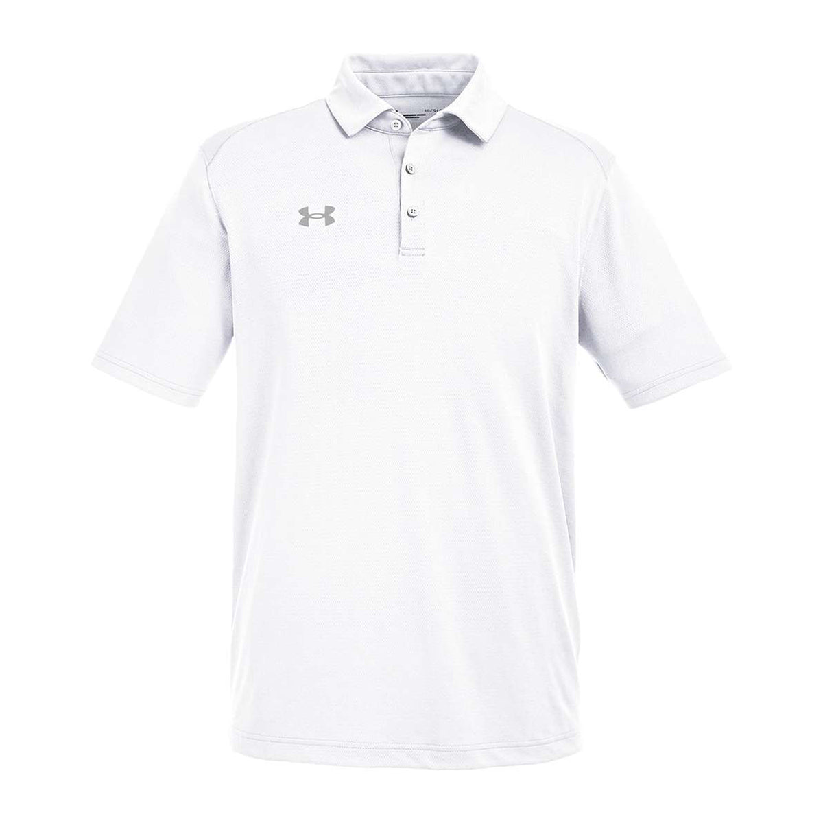 White and mod grey Under Armour Tech polo