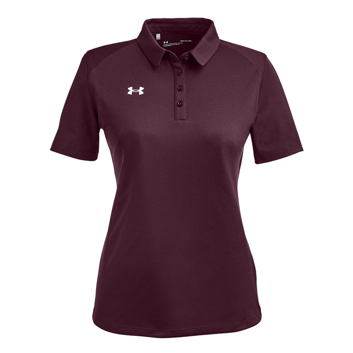 Dark maroon and white Under Armour women's Tech polo