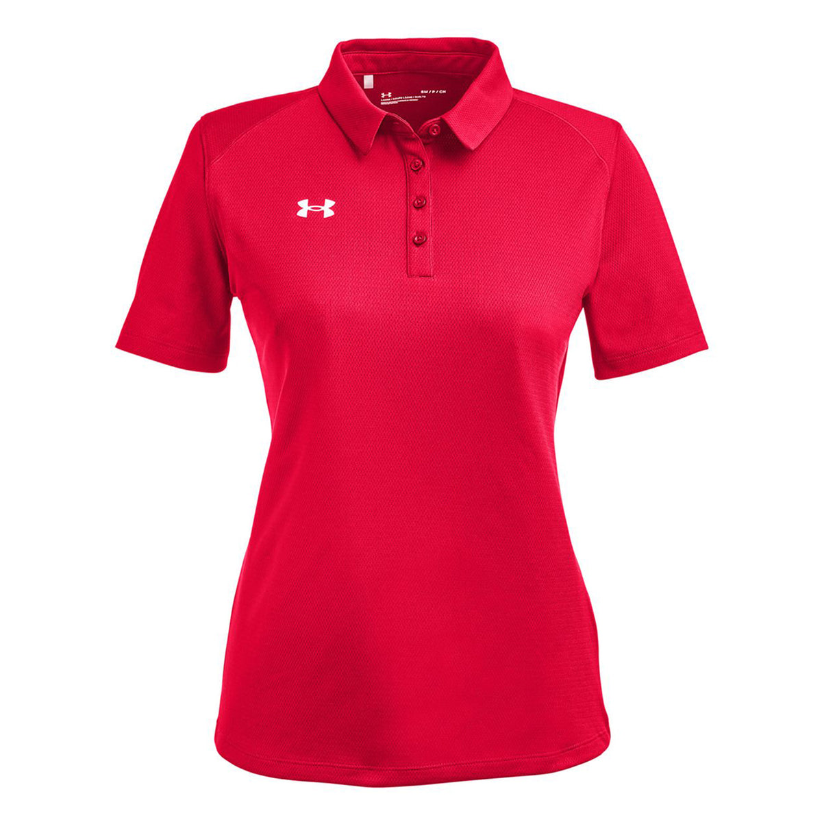 Red and white Under Armour women's Tech polo